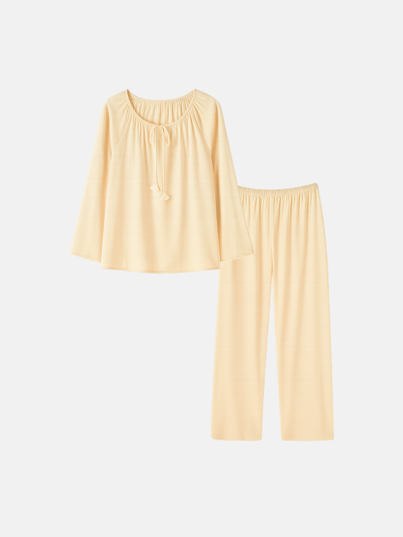 Soft Long Sleeve Silk Pajama Set – 100% Mulberry Silk Loungewear for Women