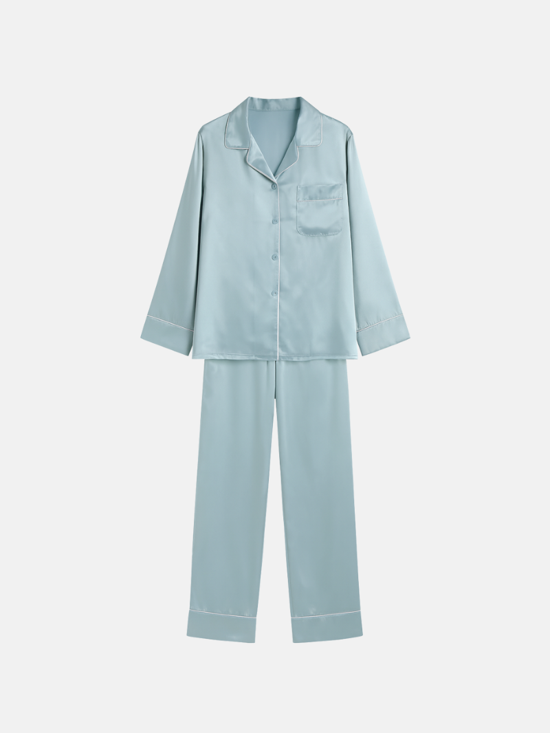 Luxury 22mm Mulberry Silk Pajama Set for Women – Long Sleeve & Pants | Soft, Breathable Loungewear
