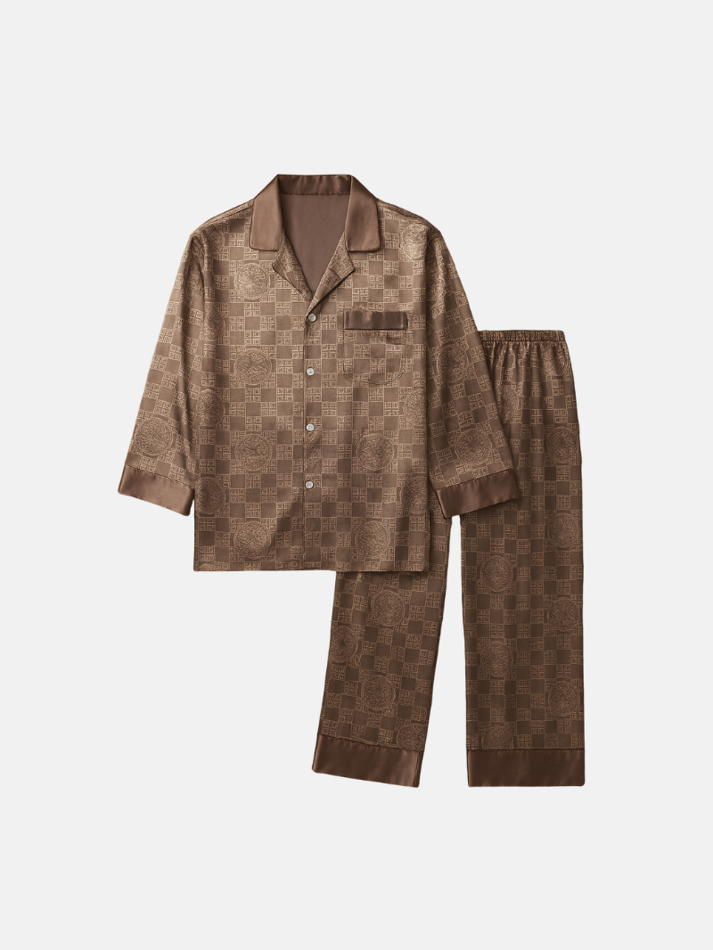 Men’s Silk-Feel Pajama Set – Lightweight Satin Sleepwear
