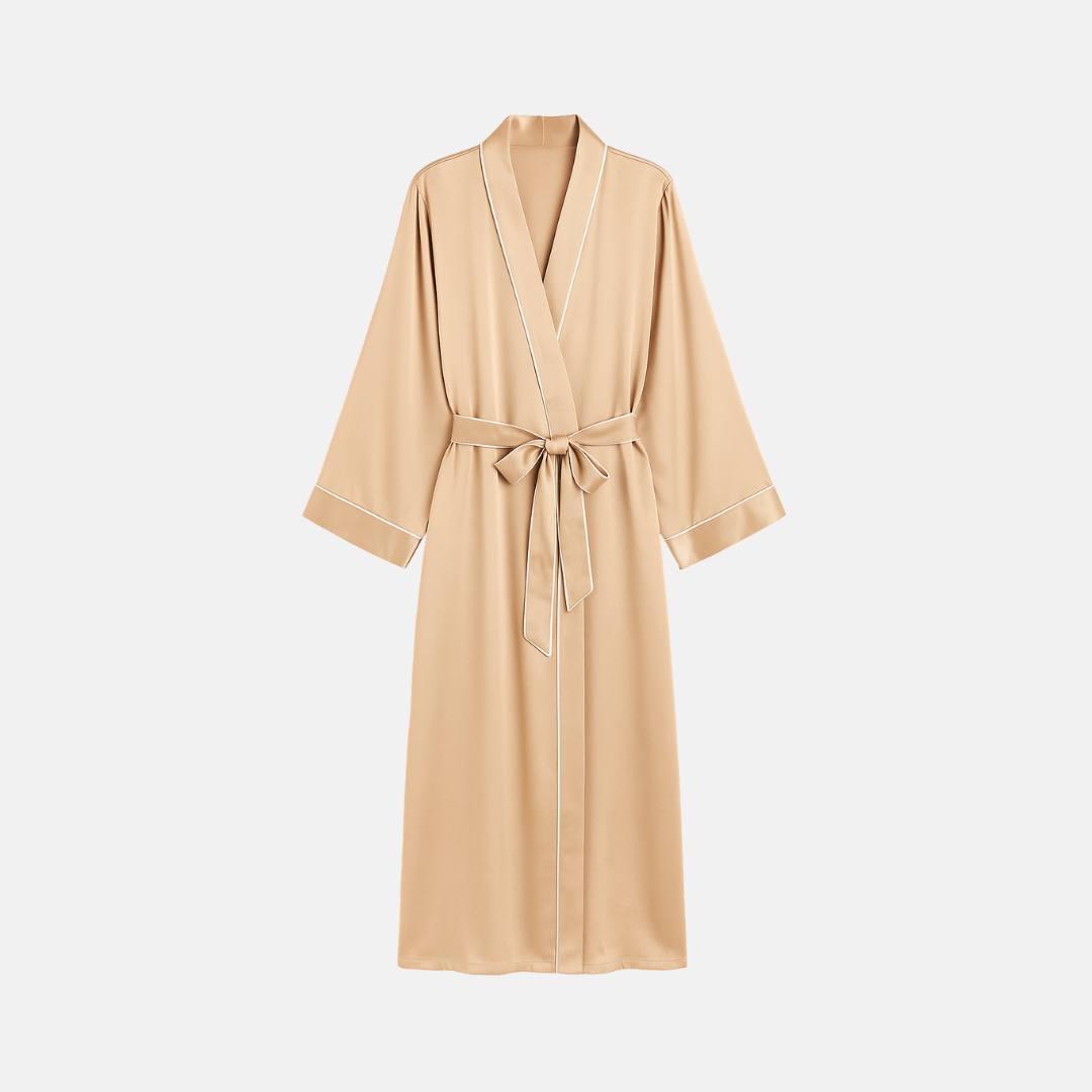 100% Mulberry Silk Pastel Nightgown – Lightweight Long Robe & Luxury Loungewear