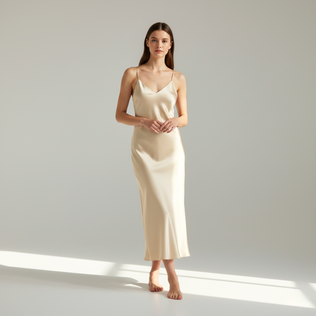 Ebony Silk Nightdress – Elegant Comfortable Sleepwear for Women - Silken & Dreams