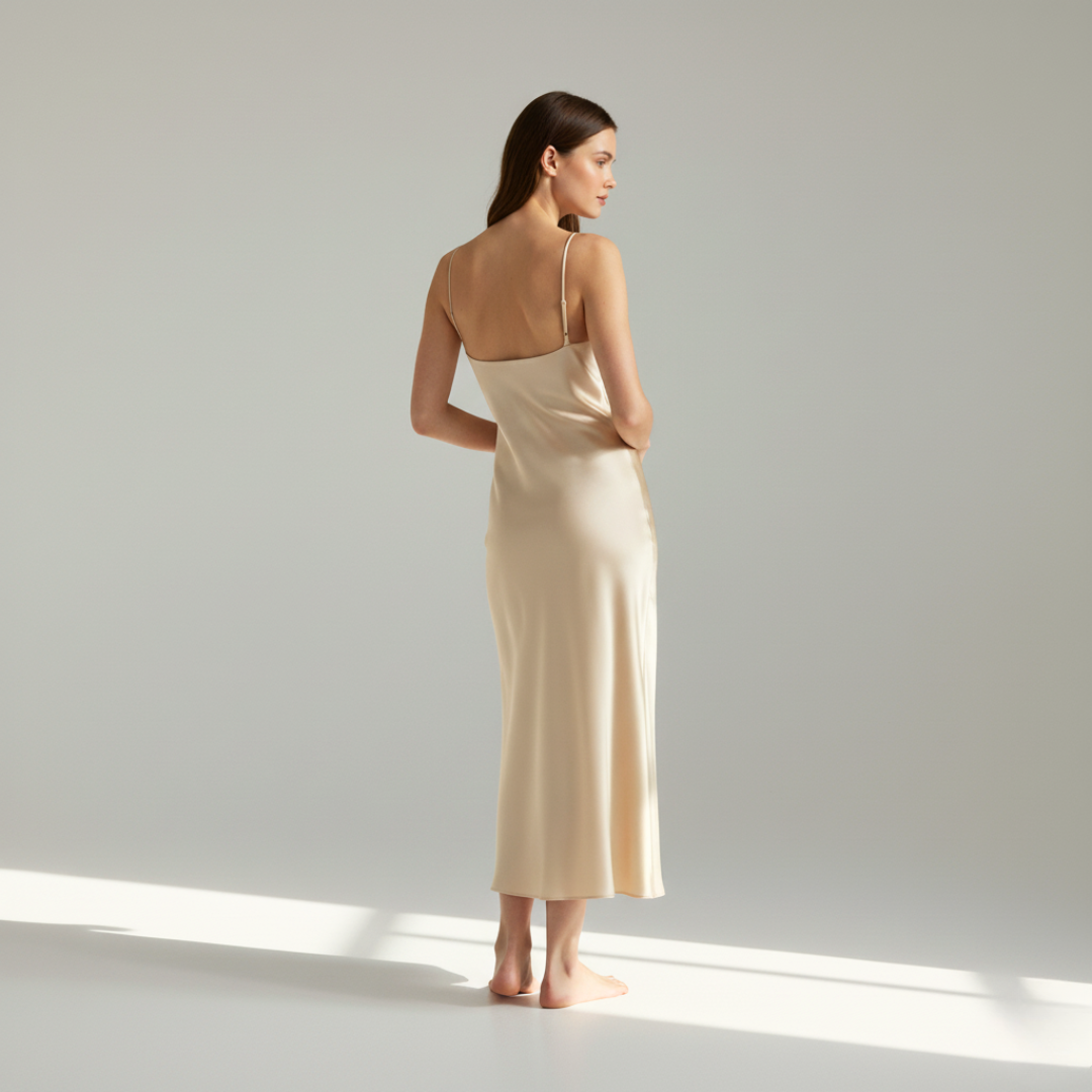 Ebony Silk Nightdress – Elegant Comfortable Sleepwear for Women - Silken & Dreams