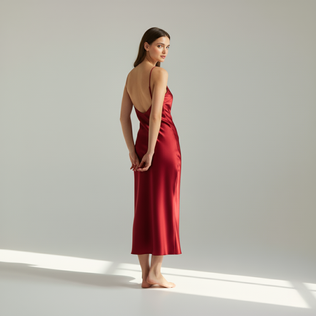 Ebony Silk Nightdress – Elegant Comfortable Sleepwear for Women - Silken & Dreams