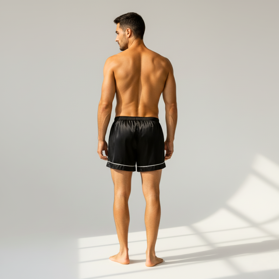 Men’s 3pc Sleep Shorts – Luxury Nightwear with Soft Satin Feel
