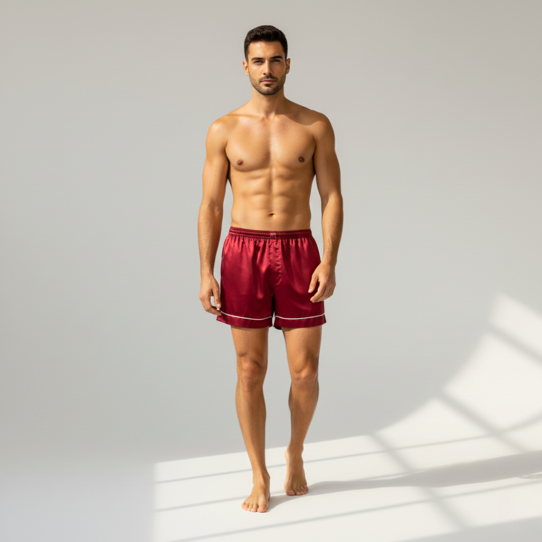 Men’s 3pc Sleep Shorts – Luxury Nightwear with Soft Satin Feel