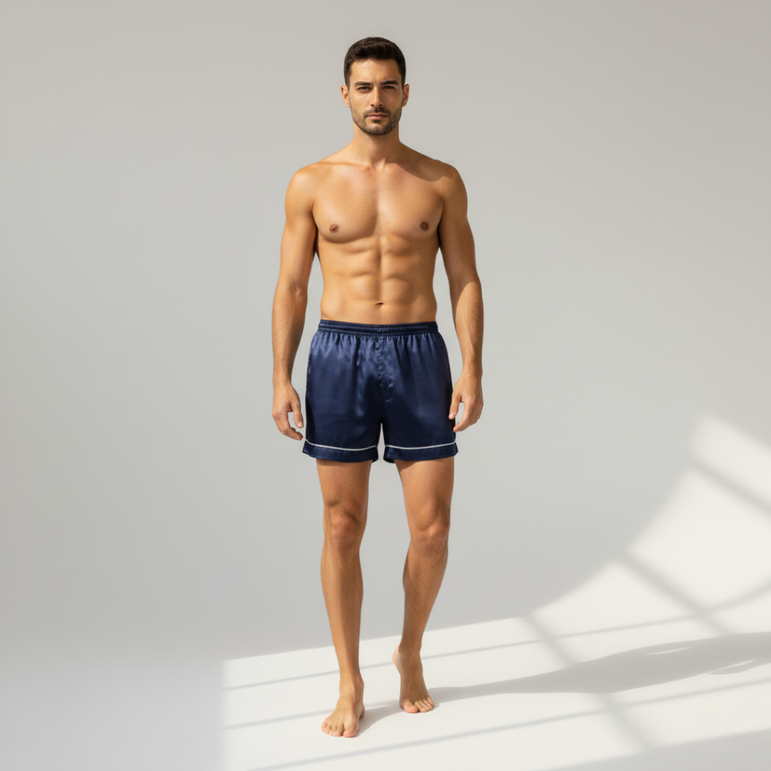 Men’s 3pc Sleep Shorts – Luxury Nightwear with Soft Satin Feel