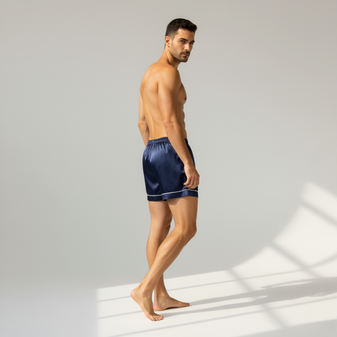 Men’s 3pc Sleep Shorts – Luxury Nightwear with Soft Satin Feel