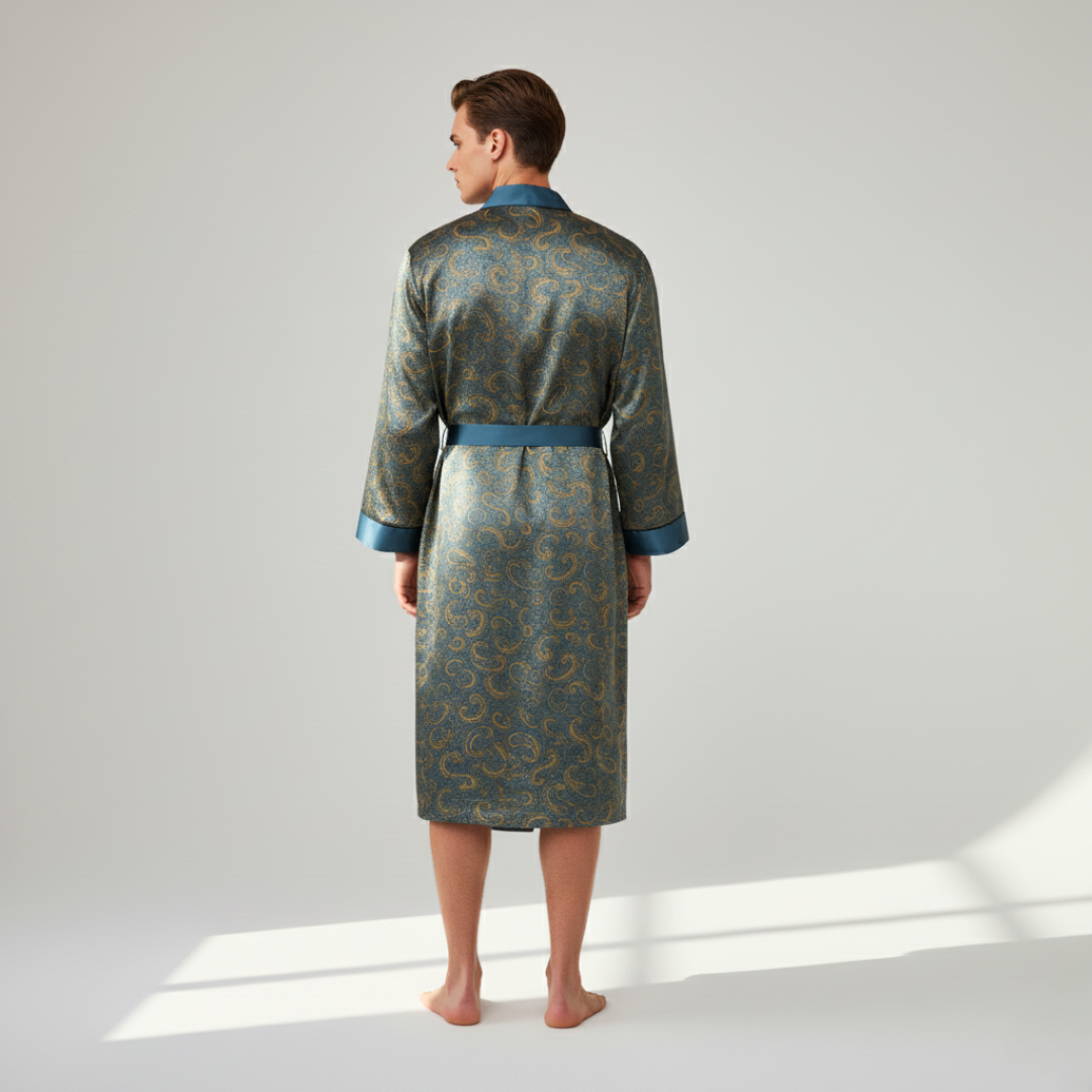 Men’s Multicolor Silk Robe – Elegant Pattern & Comfortable Fit