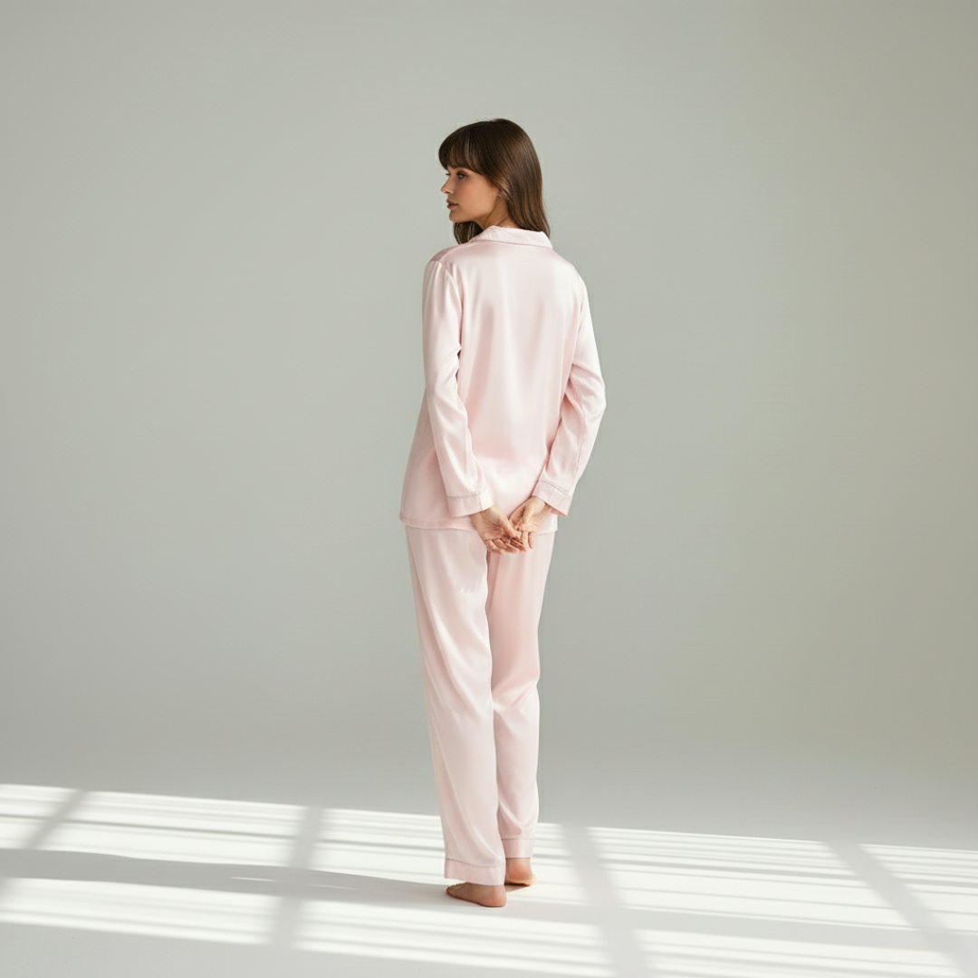 Couple Pajamas – Men's Long Sleeve and Women's Home Wear Set in Ice Silk for Spring and Autumn