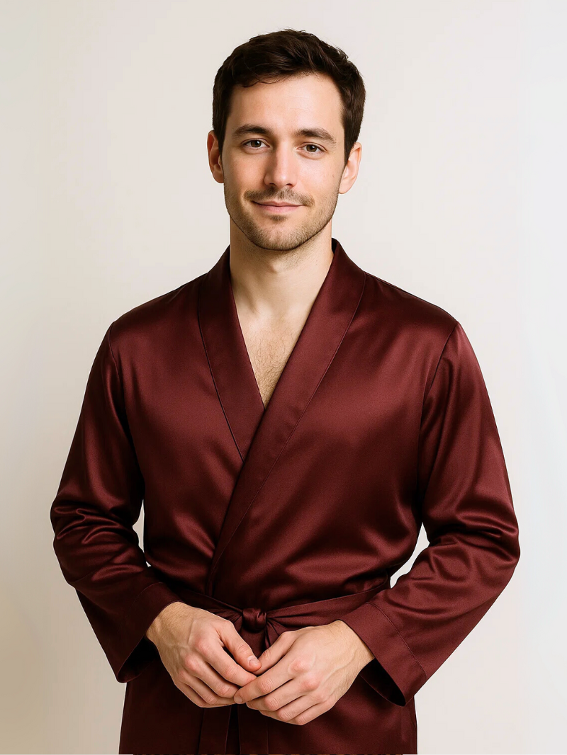 Luxury Velvet Men’s Nightgown – Comfortable Long Lounge Robe for Relaxation & Sleep