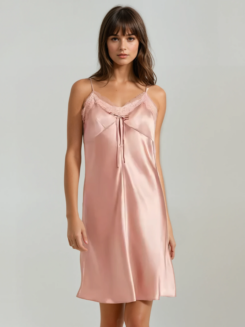 100% Mulberry Silk Lace Trim Nightdress – Soft, Lightweight & Elegant Sleepwear