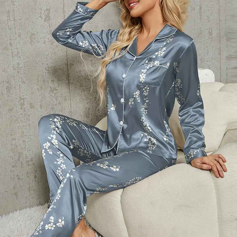 Women's Satin Pajamas Flamingo Print