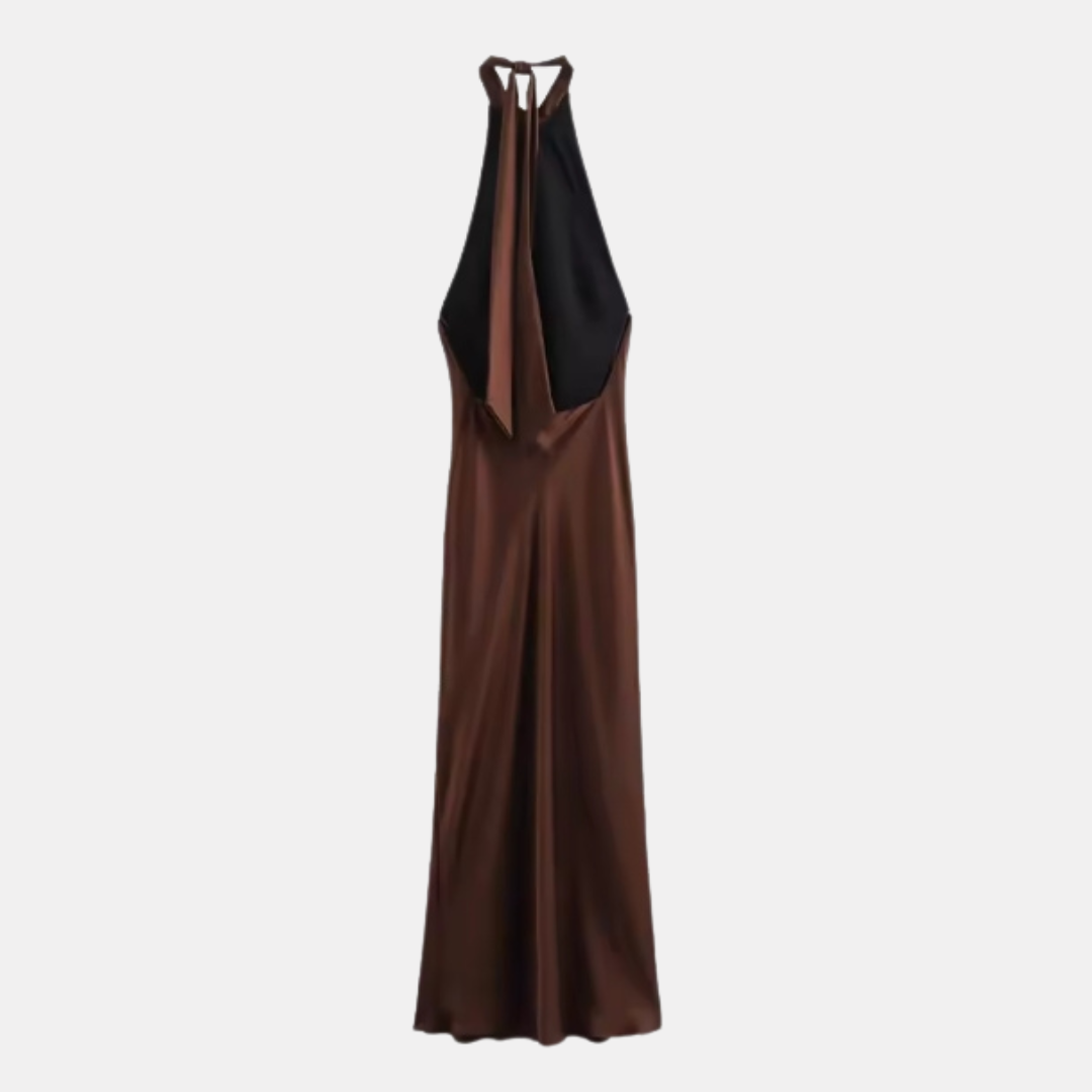 Elegant Backless Silk Satin Dress for Women – Chic and Timeless Look