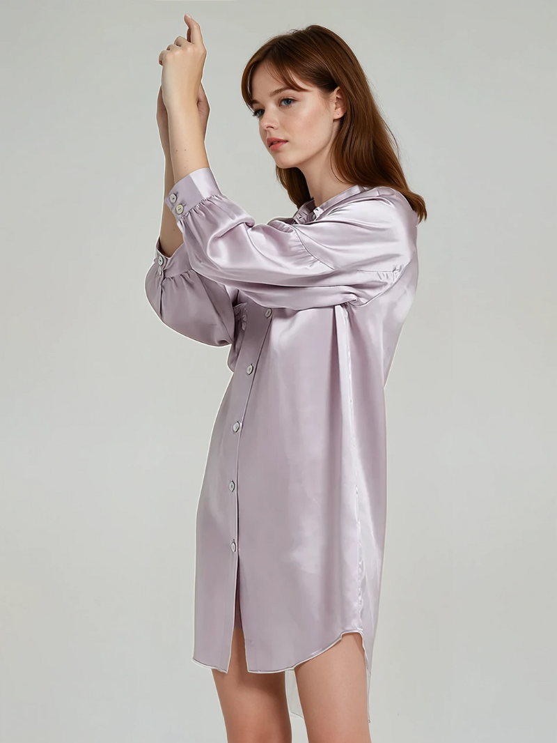 Luxury 100% Mulberry Silk Sleepwear – Satin Nightgown