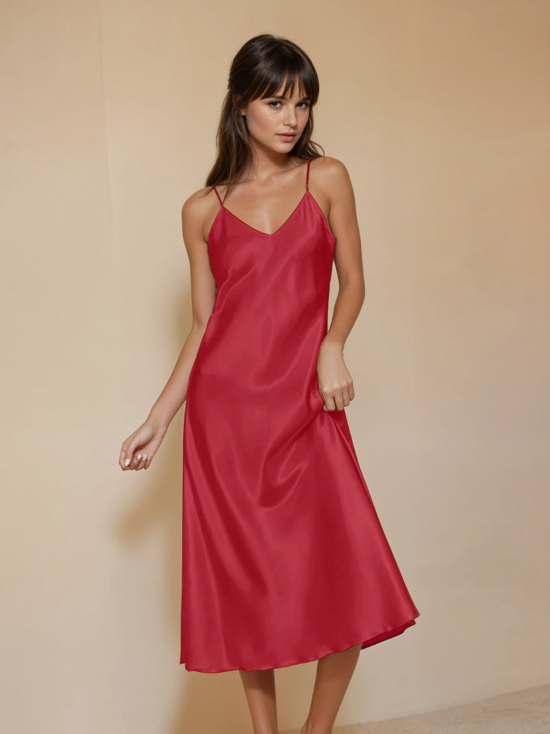 Elegant Satin Summer Maxi Dress for Women – Flowy Beach & Party Gown