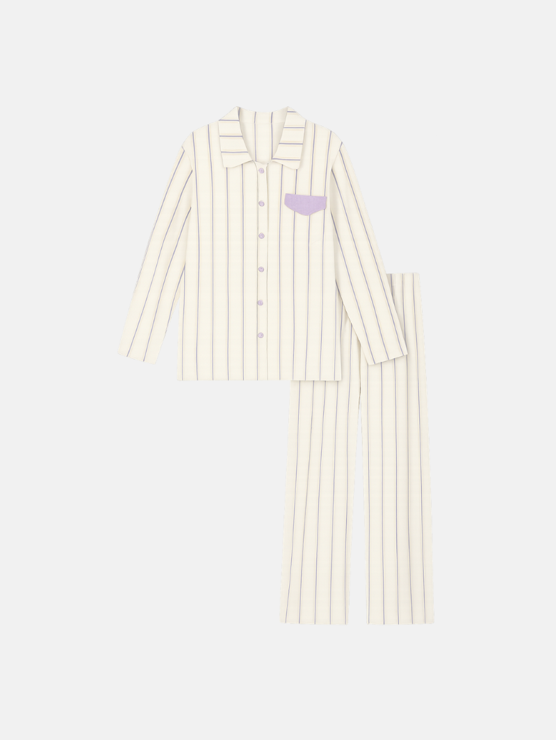 Women’s Modal Pajama Set – Long Sleeve Striped Loungewear