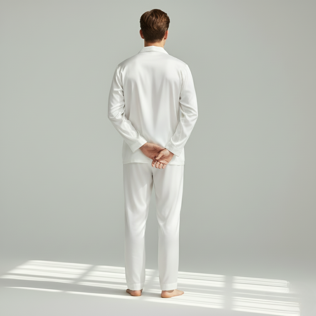 Couple Pajamas – Men's Long Sleeve and Women's Home Wear Set in Ice Silk for Spring and Autumn