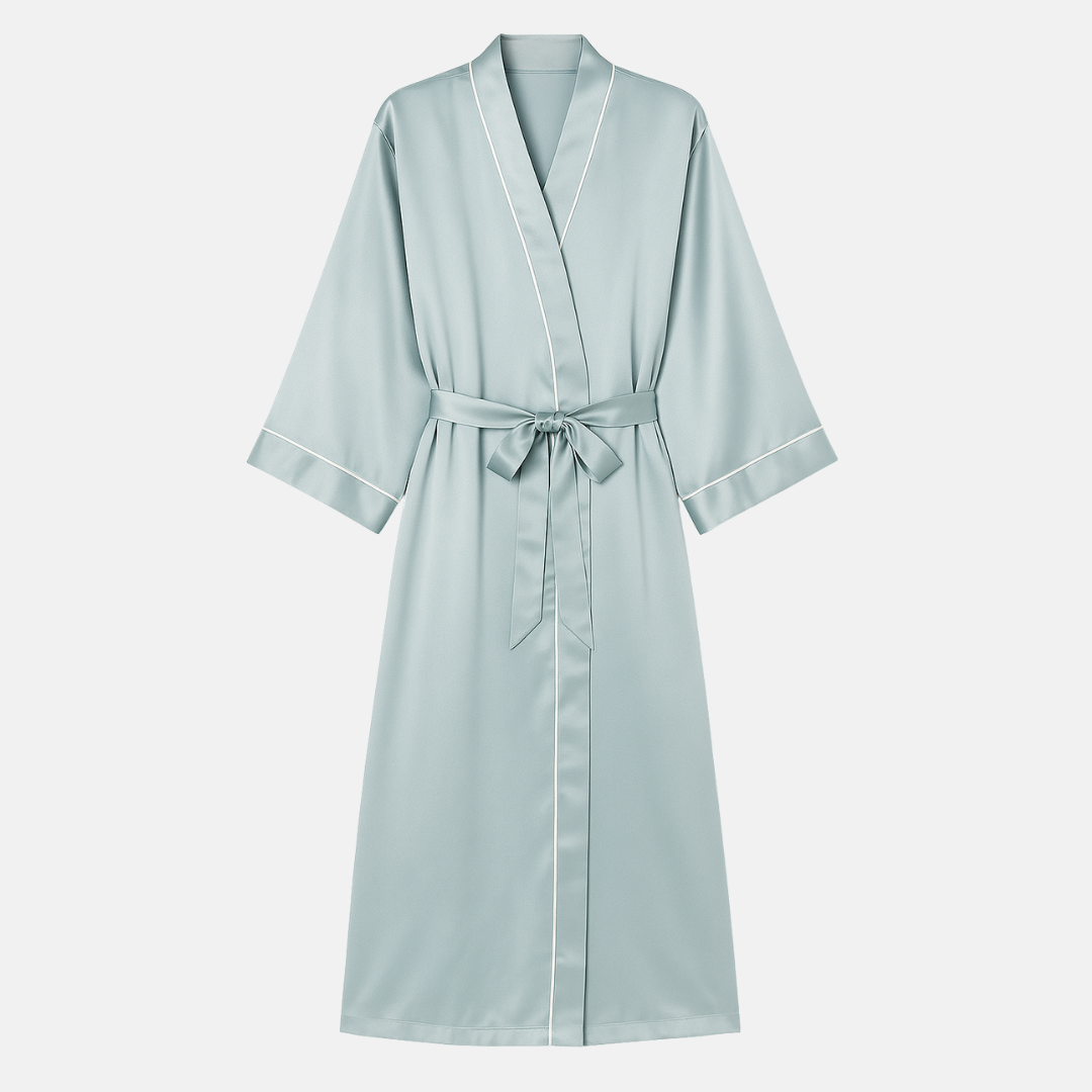 100% Mulberry Silk Pastel Nightgown – Lightweight Long Robe & Luxury Loungewear