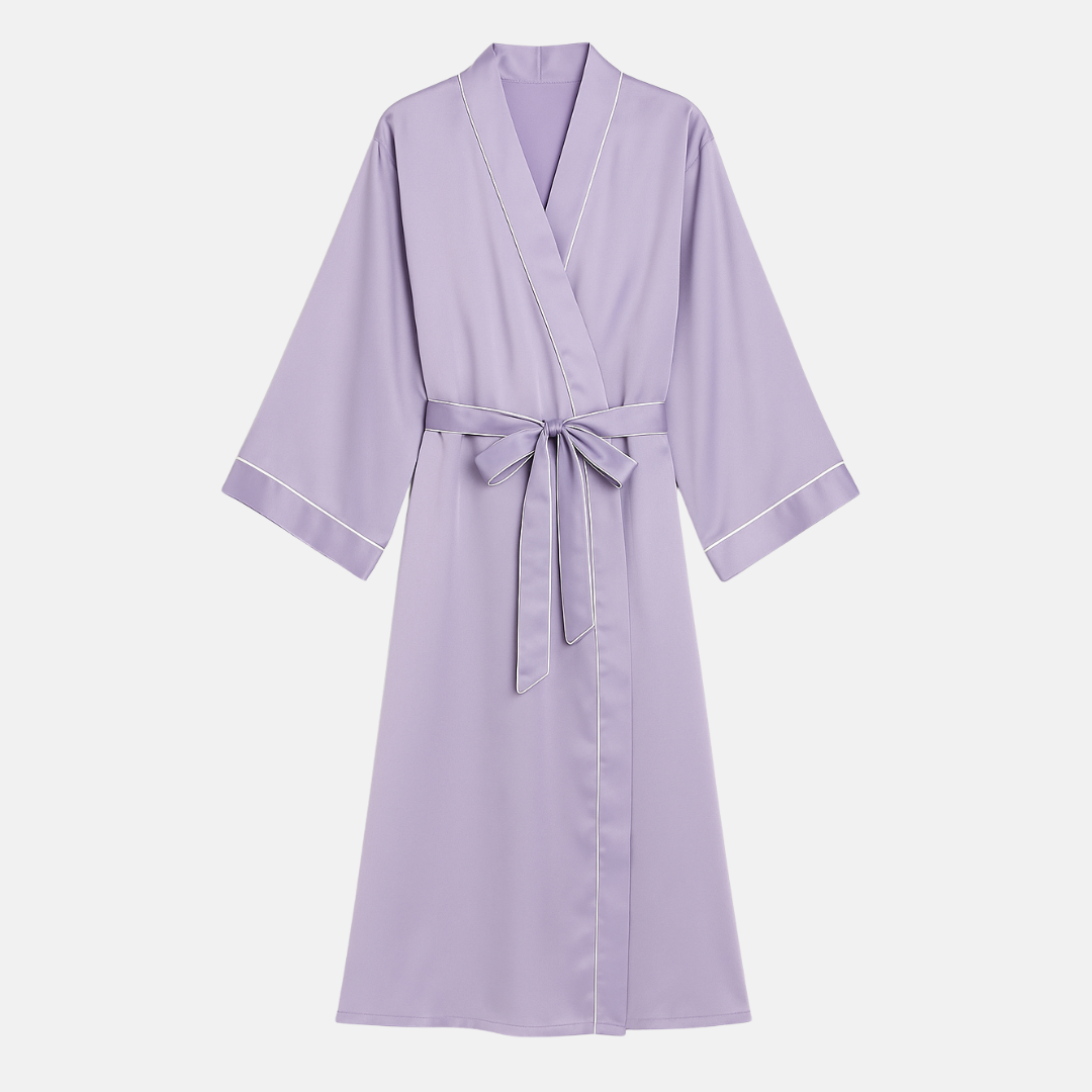 100% Mulberry Silk Pastel Nightgown – Lightweight Long Robe & Luxury Loungewear