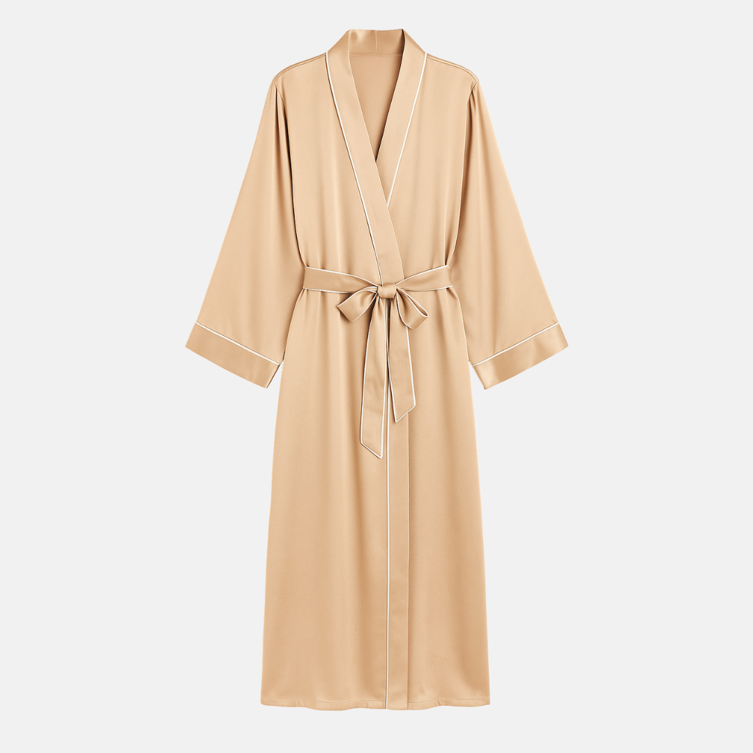 100% Mulberry Silk Pastel Nightgown – Lightweight Long Robe & Luxury Loungewear