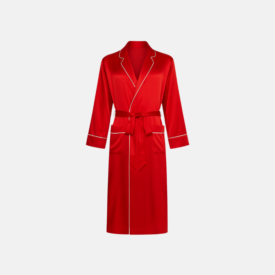 Men’s 100% Mulberry Silk Robe – Luxurious Comfort, Elegant Lounge Wear