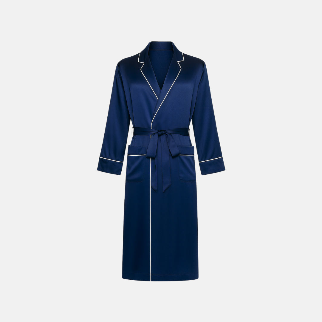 Men’s 100% Mulberry Silk Robe – Luxurious Comfort, Elegant Lounge Wear
