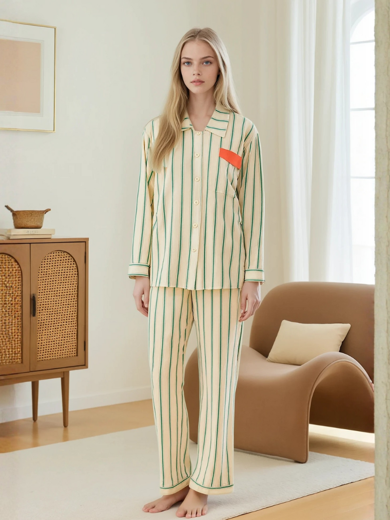 Women’s Modal Pajama Set – Long Sleeve Striped Loungewear