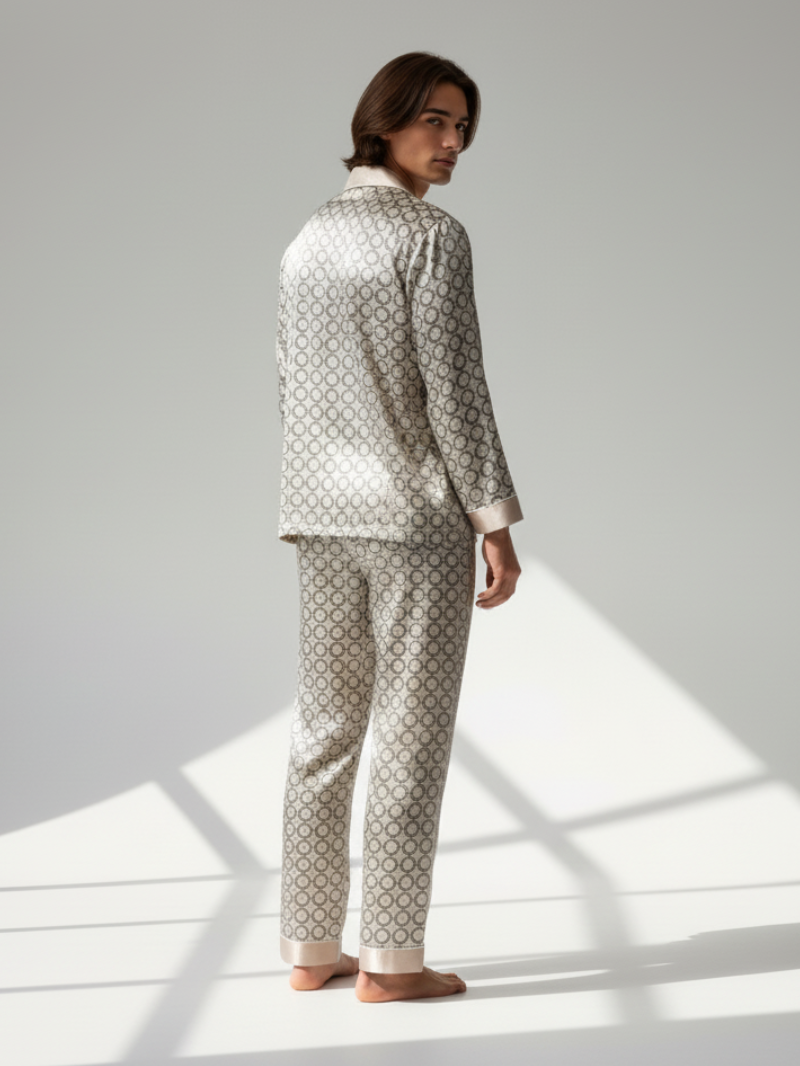 Men’s Patterned Pajama Set – Soft Feel & Elegant Comfort