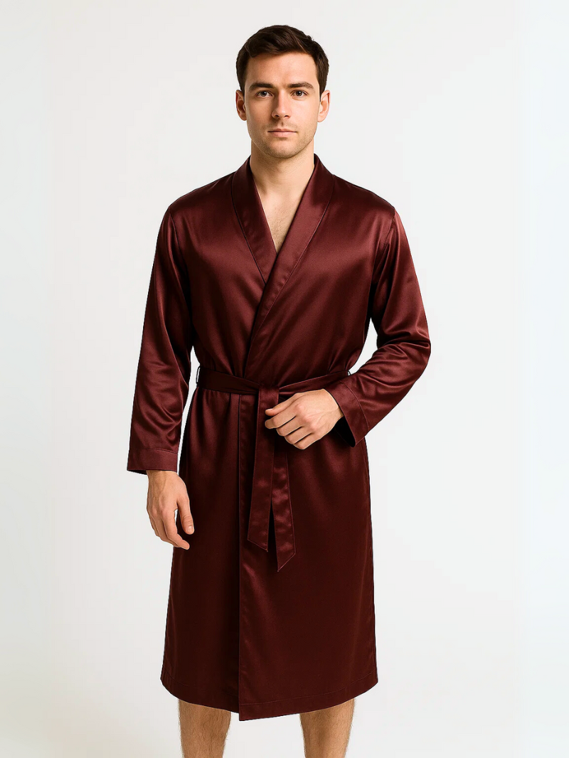 Luxury Velvet Men’s Nightgown – Comfortable Long Lounge Robe for Relaxation & Sleep