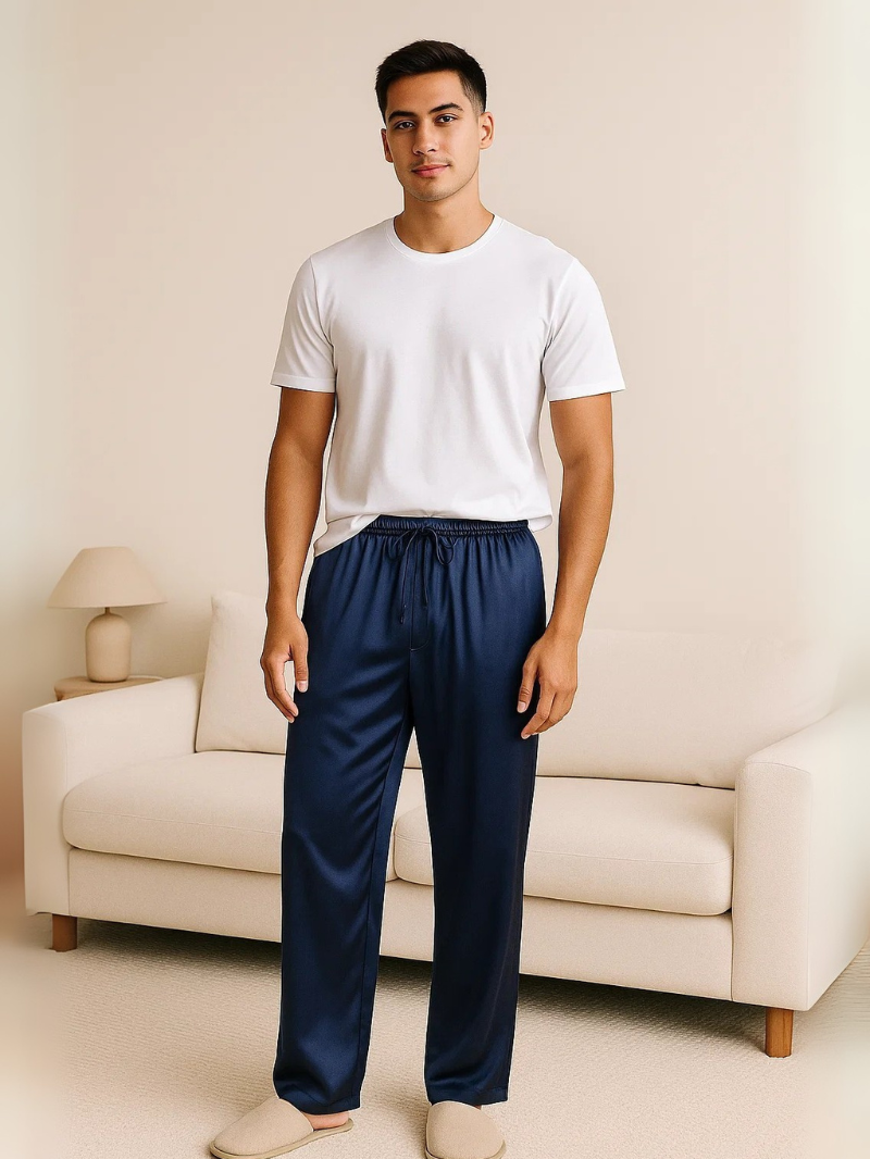 Men’s Pajama Pants – Loose Satin Sleepwear Trousers