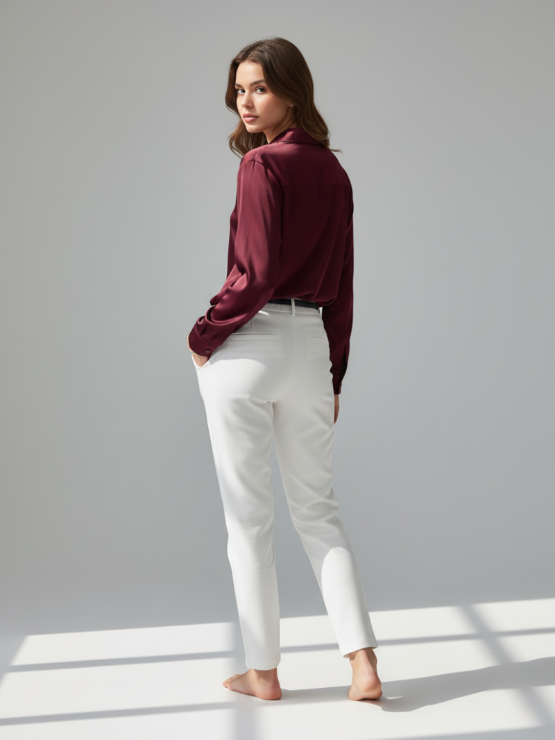 Satin Blouse for Women – Wrinkle-Free, Button-Up Long Sleeve Shirt for Casual to Semi-Formal Wear