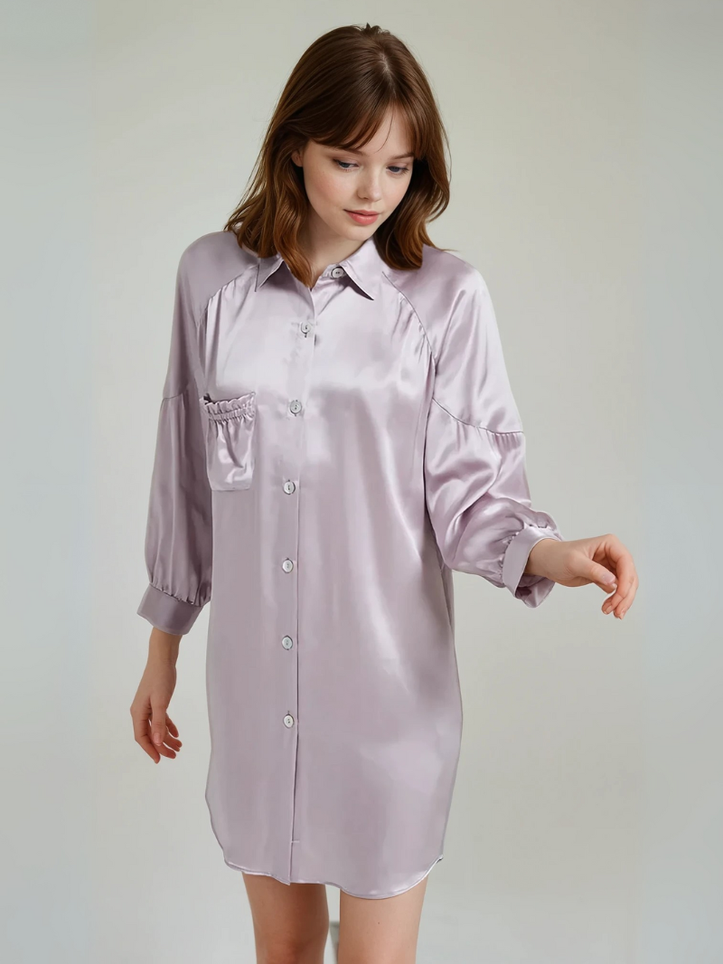 Luxury 100% Mulberry Silk Sleepwear – Satin Nightgown