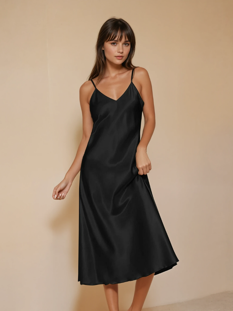Elegant Satin Summer Maxi Dress for Women – Flowy Beach & Party Gown