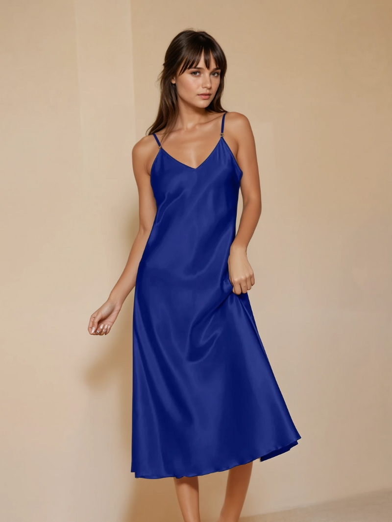 Elegant Satin Summer Maxi Dress for Women – Flowy Beach & Party Gown