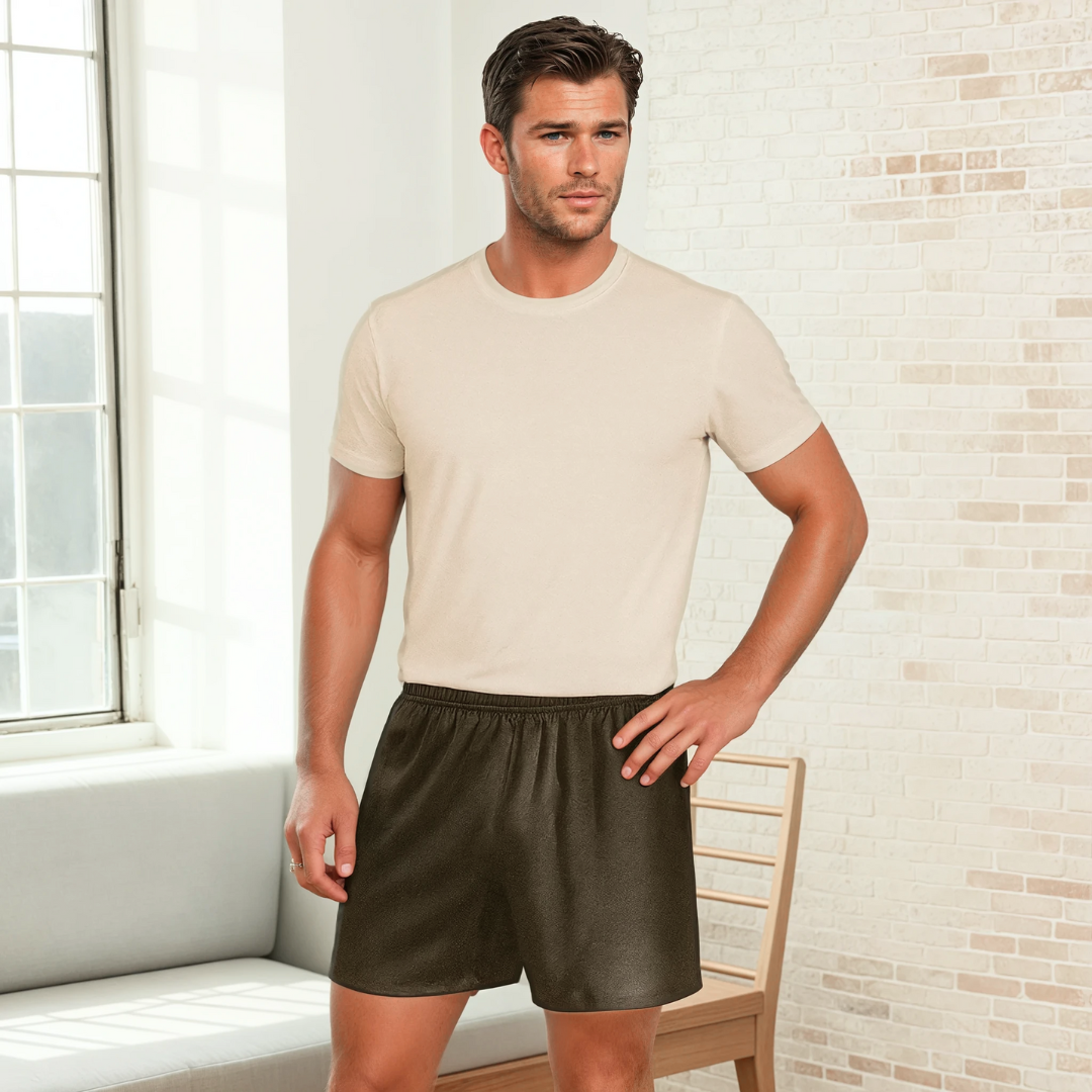 Men’s 100% Mulberry Silk Shorts – Luxurious Lightweight Nightwear