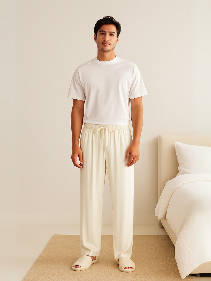 Men’s Pajama Pants – Loose Satin Sleepwear Trousers