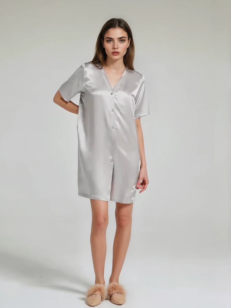 100% Mulberry Silk Nightgown – Women’s Luxury Summer Sleepwear & Home Dress