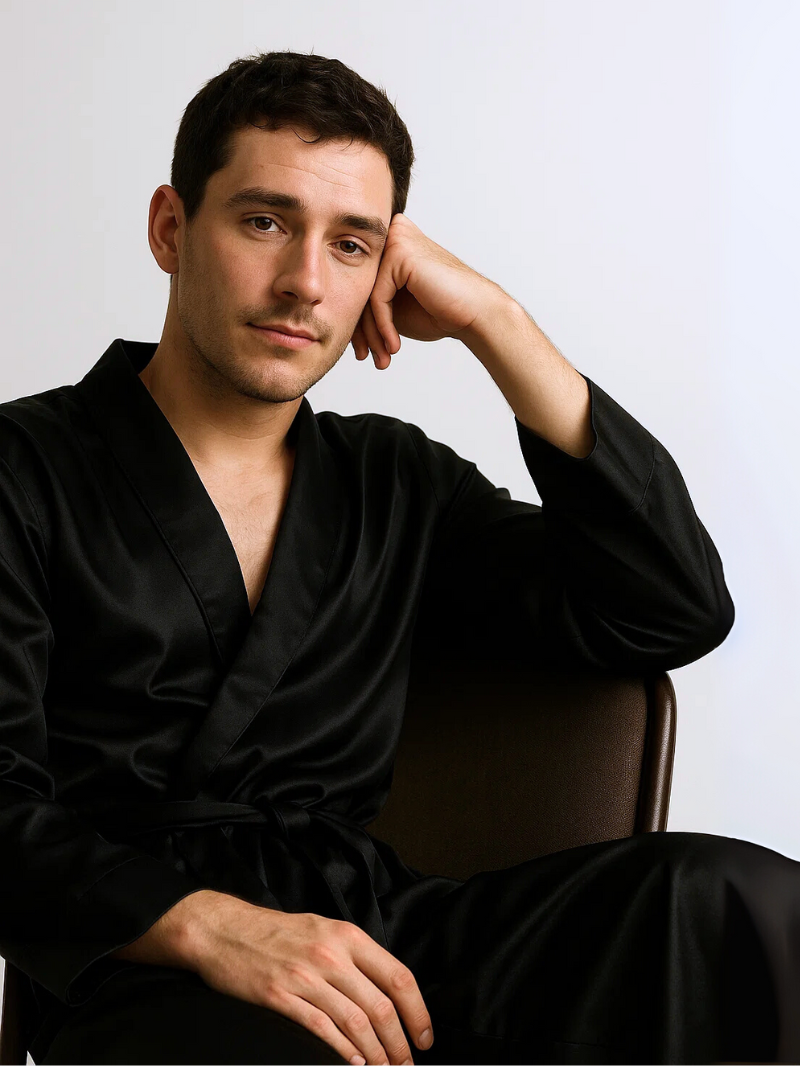 Luxury Velvet Men’s Nightgown – Comfortable Long Lounge Robe for Relaxation & Sleep