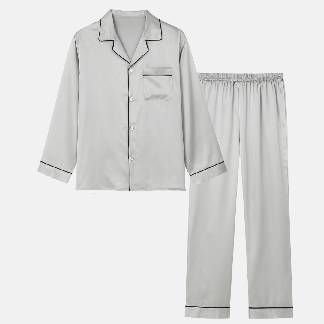 Men’s 100% Mulberry Silk Pajama Set – Luxury Sleepwear, Soft Silk & Elegant Comfort