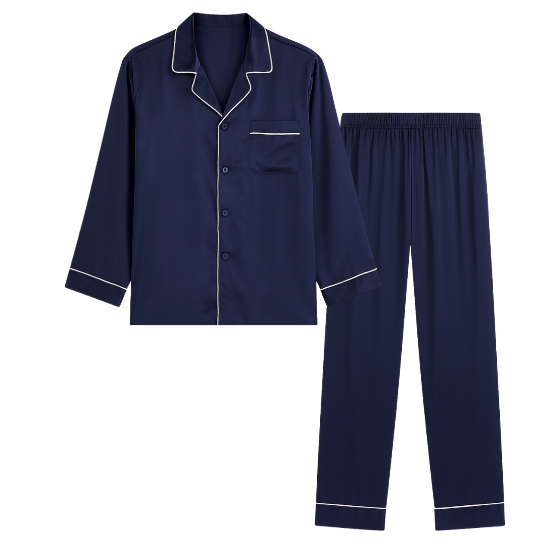 Men’s 100% Mulberry Silk Pajama Set – Luxury Sleepwear, Soft Silk & Elegant Comfort