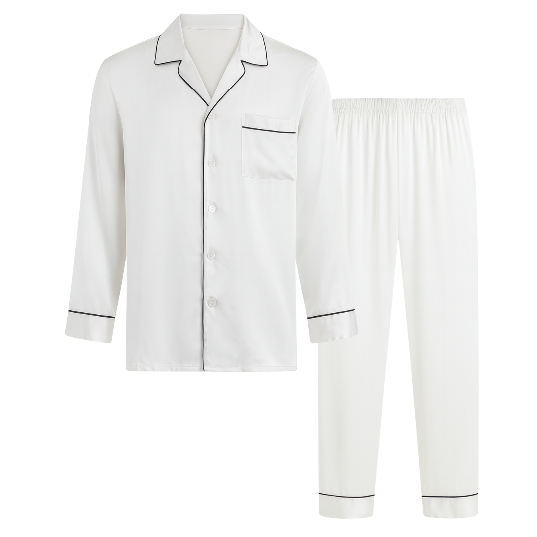 Men’s 100% Mulberry Silk Pajama Set – Luxury Sleepwear, Soft Silk & Elegant Comfort