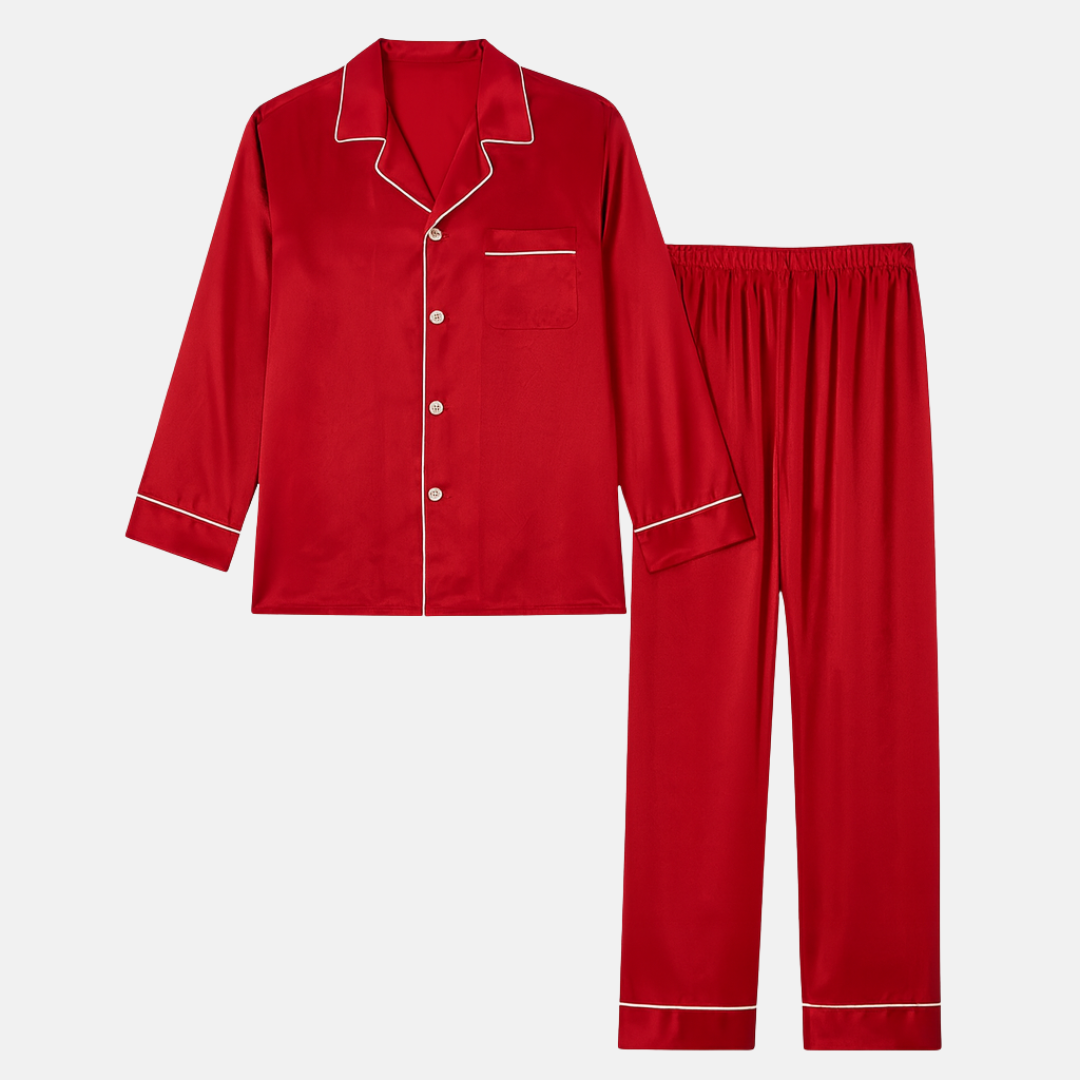 Men’s 100% Mulberry Silk Pajama Set – Luxury Sleepwear, Soft Silk & Elegant Comfort