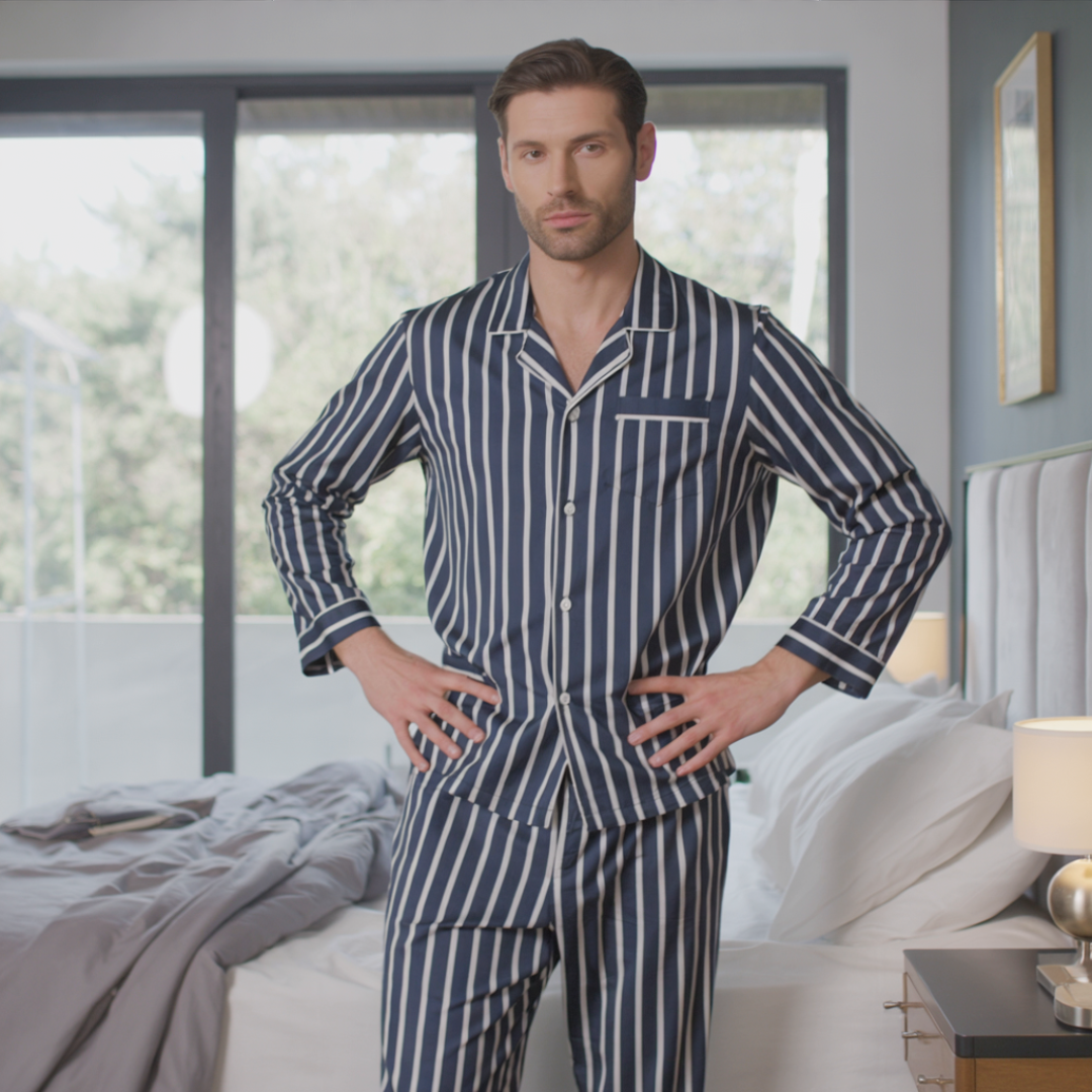 Men’s Patterned Pajama Set – Soft Feel & Elegant Comfort