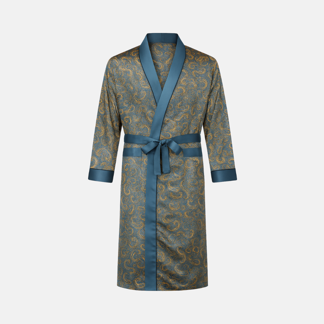 Men’s Multicolor Silk Robe – Elegant Pattern & Comfortable Fit