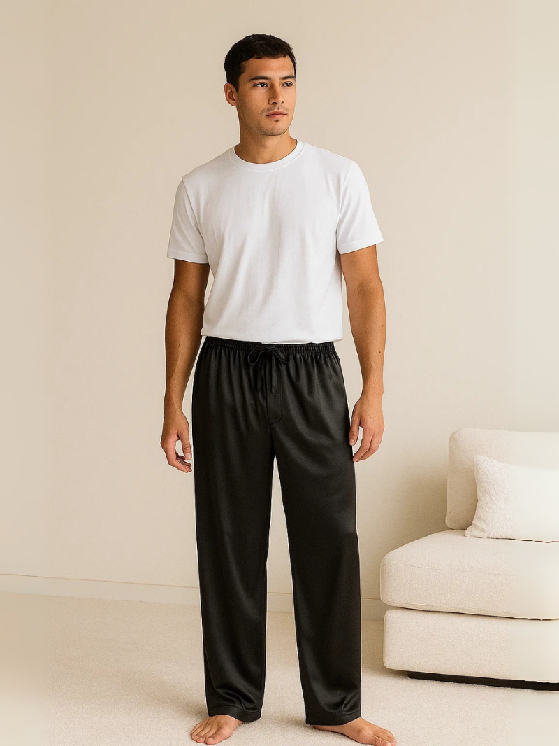 Men’s Pajama Pants – Loose Satin Sleepwear Trousers