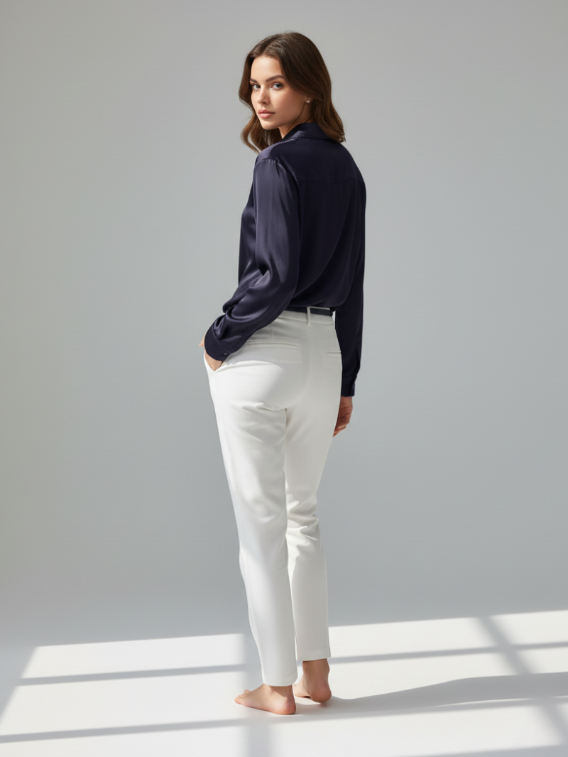 Satin Blouse for Women – Wrinkle-Free, Button-Up Long Sleeve Shirt for Casual to Semi-Formal Wear