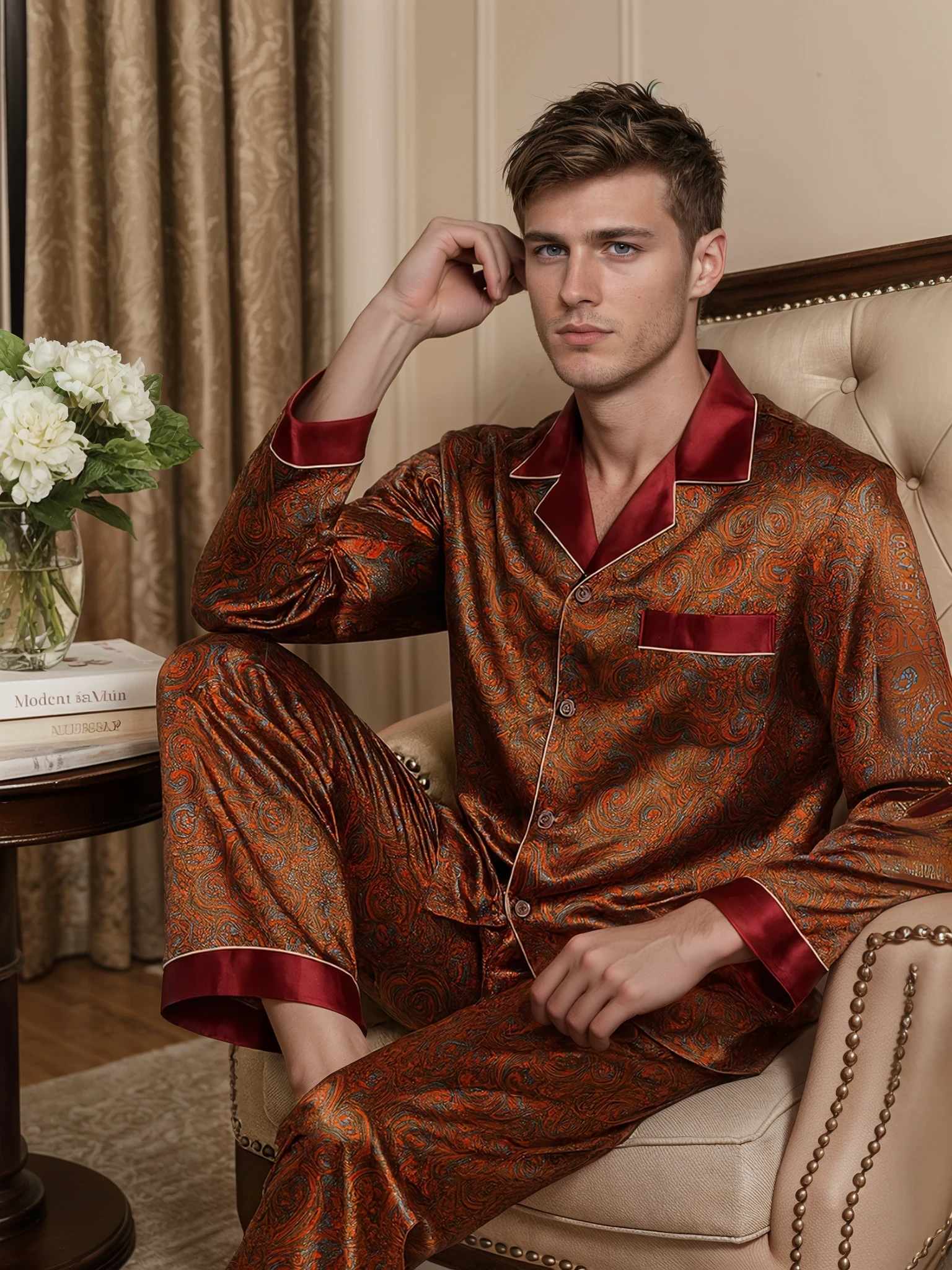 Men’s Silk-Feel Pajama Set – Lightweight Long & Short Sleeve Sleepwear for All Seasons