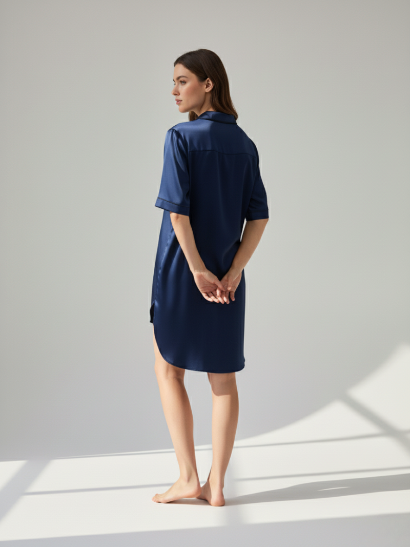 Lightweight Cotton Sleep Shirt – Women's Summer Nightshirt with Half Sleeves & Loose Fit