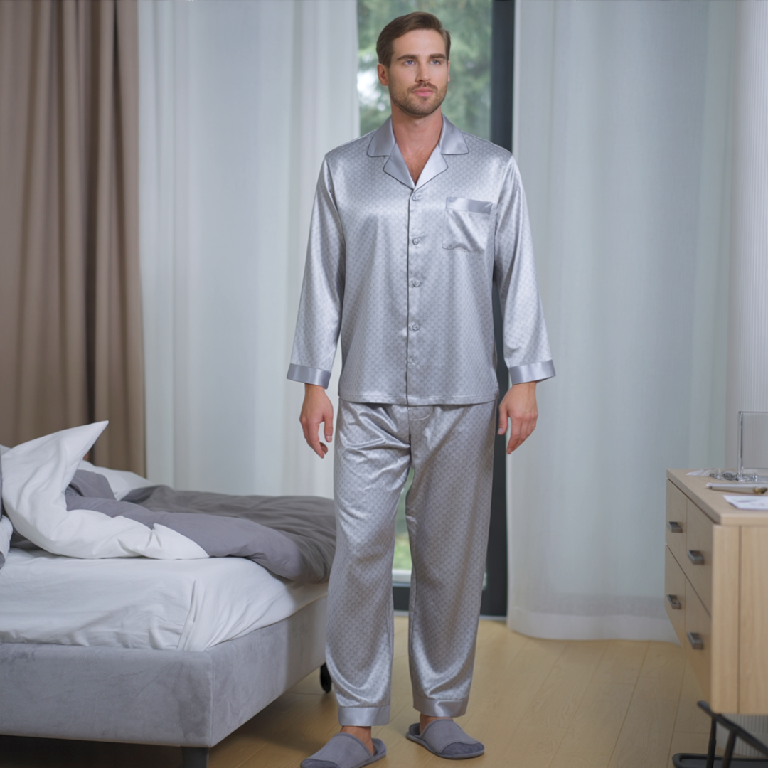 Men’s Patterned Pajama Set – Soft Feel & Elegant Comfort