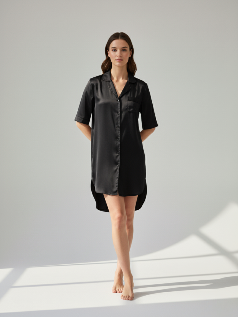 Lightweight Cotton Sleep Shirt – Women's Summer Nightshirt with Half Sleeves & Loose Fit